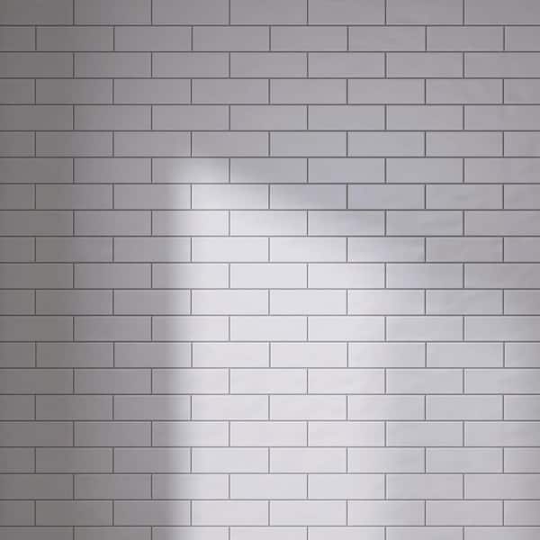 MOLOVO Borgo Blanco White Subway 7.9 in. x 2.6 in. Polished Porcelain Tile Sample