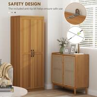 HOMCOM Kitchen Pantry, Freestanding 5-tier Storage Cabinet with 2 Adjustable Shelves for Dining Room, Teak Wood Grain 835-540V81TK