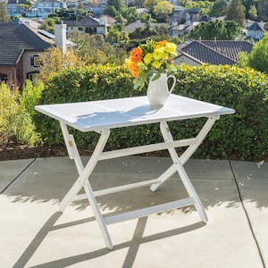 43.5' in. White Acacia Wood Foldable Table(Seats four)