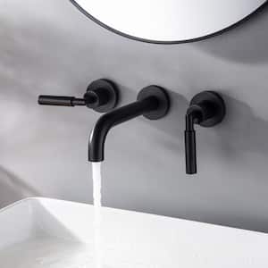 Hoon 2-Handle Wall Mount Bathroom Faucet in Matte Black