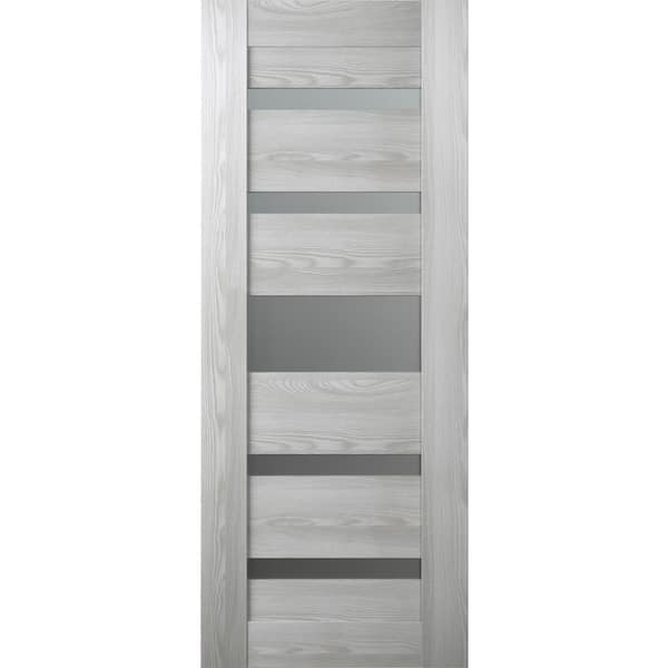 Belldinni Vona 30 in. x 80 in. No Bore Solid Core 5 Lite Frosted Glass Ribeira Ash Finished Wood Composite Interior Door Slab