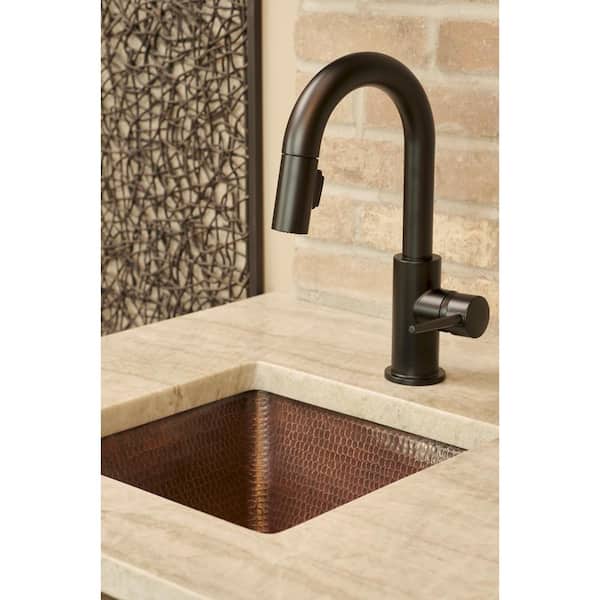 Premier Copper Products Bronze 16 Gauge Copper 15 in. Undermount Bar Sink with 2 in. Drain Opening