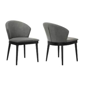 Juno Charcoal Fabric and Black Wood Dining Side Chairs (Set of 2)