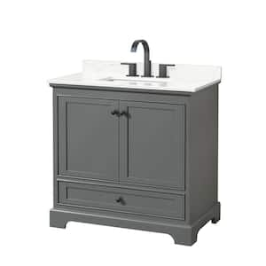 Deborah 36 in. W x 22 in. D x 35 in. H Single Bath Vanity in Dark Gray with Giotto Quartz Top