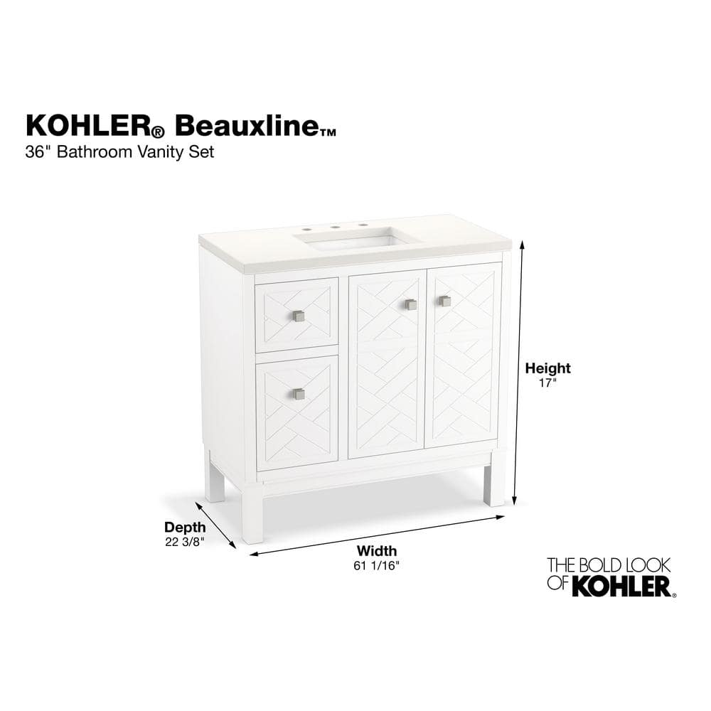 Beauxline Traditional 36-Inch White Quartz Bathroom Vanity Set