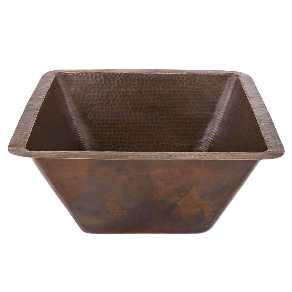 17'' Hammered Copper Square Bar/Prep Sink
