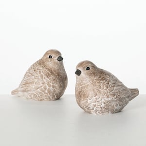 Ivory 6 in. x 5 in. Resin Resin Bird Set of 2