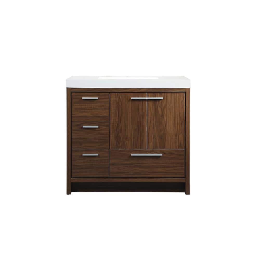 Simply Living 36 in. Single Bathroom Vanity in Walnut with Resin Vanity Top