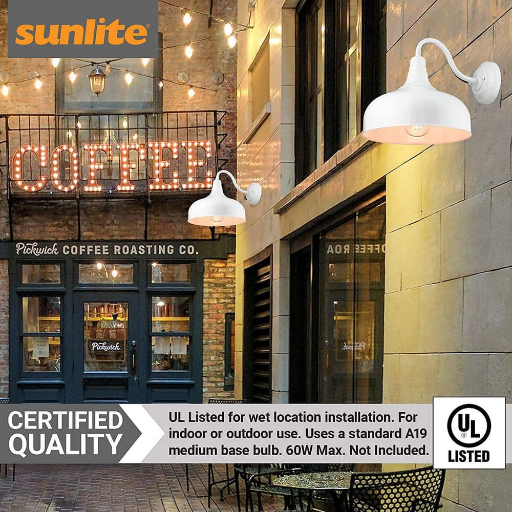 Elegant White Aluminum Gooseneck Barn Light Sconce, 12 Inch