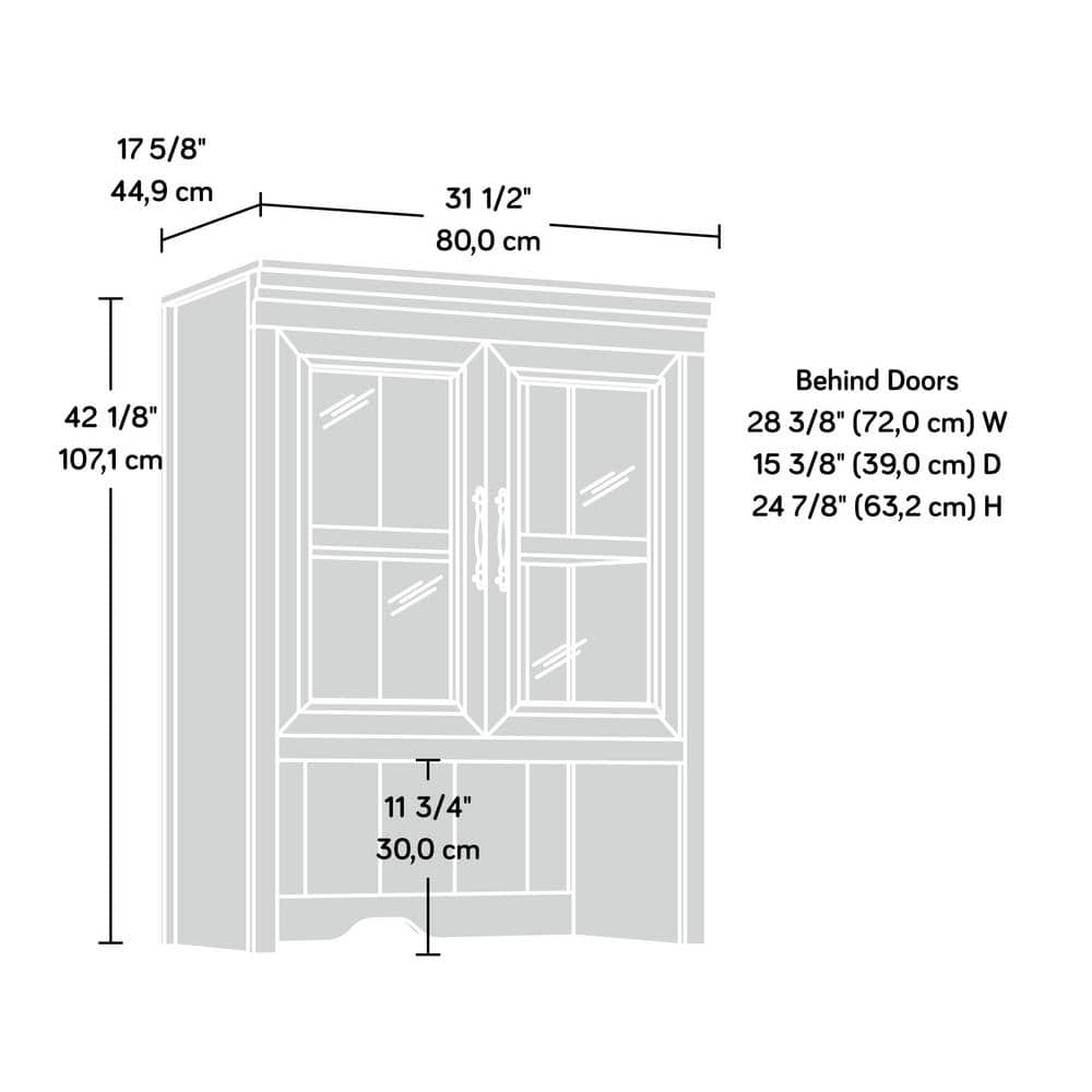 Brushed Oak Glass Door China Cabinet with Adjustable Shelf