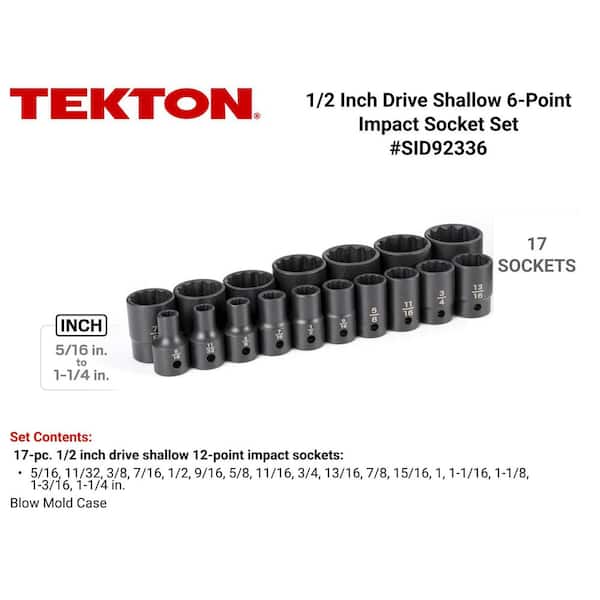 1/2 in. Drive 12-Point Impact Socket Set (17-Piece) (5/16 - 1-1/4 in.)