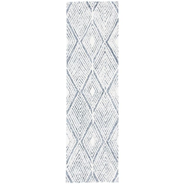 SAFAVIEH Abstract Ivory/Charcoal 2 ft. x 12 ft. Arrow Diamond Runner Rug