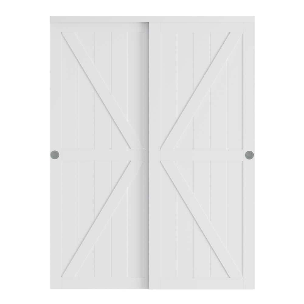 SOCBAZZAR 48 in. x 80 in. Double K shape White MDF Closet Sliding Door ...