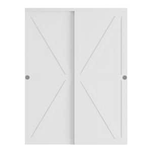 72 in. x 78.58 in. Double K shape White MDF Closet Sliding Door with Hardware Kit