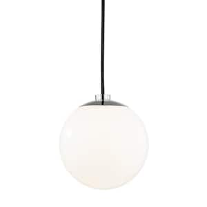 Stella 1-Light Polished Nickel Pendant with Opal Glossy Glass