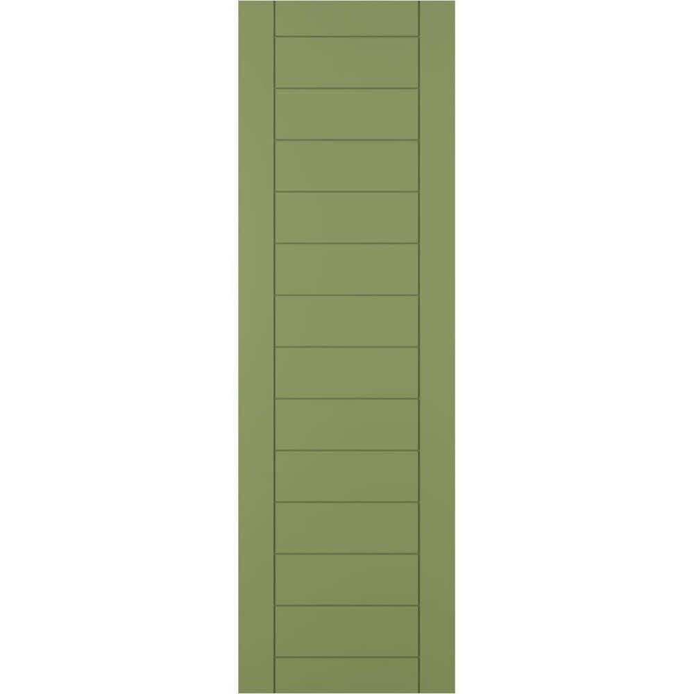 12 in. x 44 in. PVC True Fit Horizontal Slat Framed Modern Style Fixed Mount Board & Batten Shutters Pair in Moss Green price history on PriceWatchPro