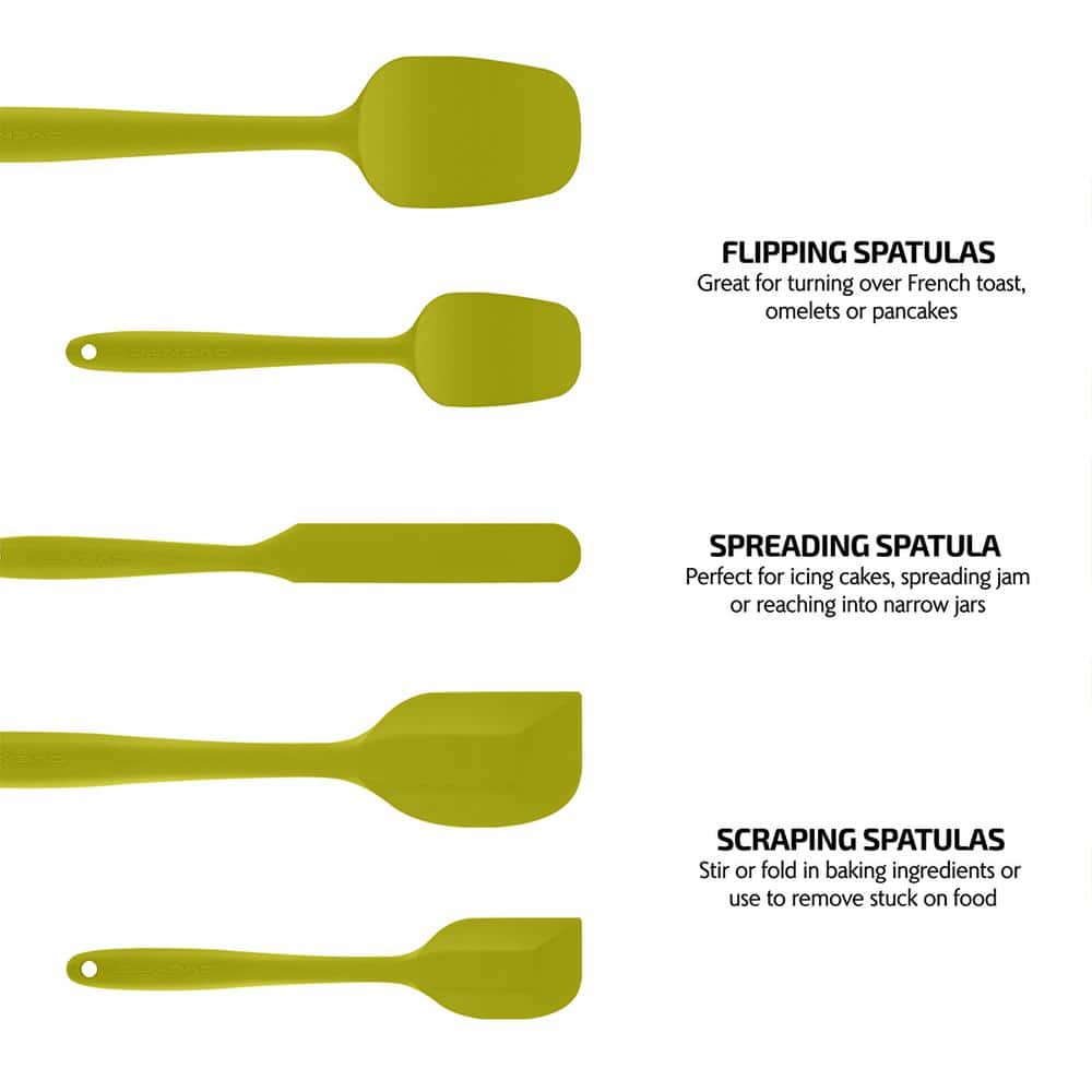 Green 5-Piece Heat-Resistant Silicone Spatula Set