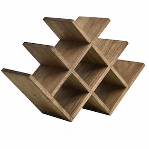 8-Bottle Dark Brown 16.73 in. W Wood Wine Rack, Wine Bottle Countertop Holder, Wood 3-Tier Wine Storage Shelves