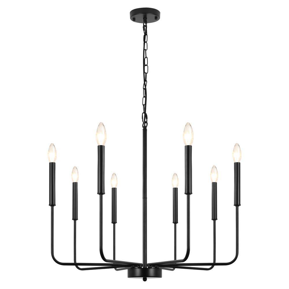 8-light Black Candlestick Chandelier for Kitchen with no bulbs included