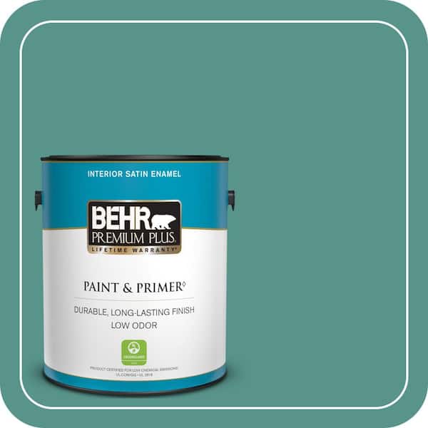 BEHR PREMIUM PLUS 1 gal. #490D-6 Thermal Spring Satin Enamel Low Odor Interior Paint & Primer