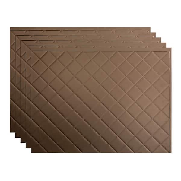 Fasade Quilted 18.25 in. x 24.25 in. Vinyl Backsplash Panel in Argent Bronze (5-Pack)
