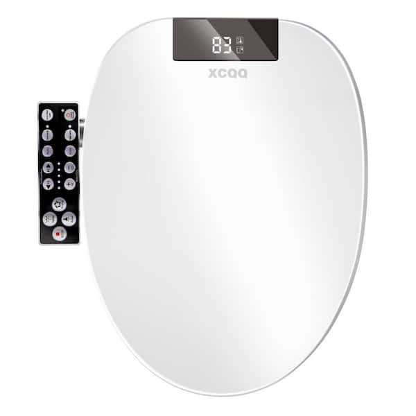 Smart AC-Powered Bidet Seat for Round Toilets with Self-Cleaning Nozzle, Soft-Close Lid, Night Light in White