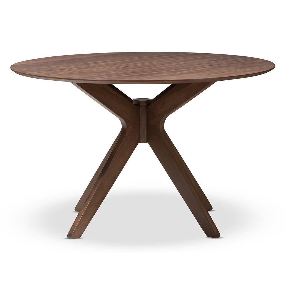 Monte 48" Walnut Brown Mid-Century Modern Round Wood Dining Table