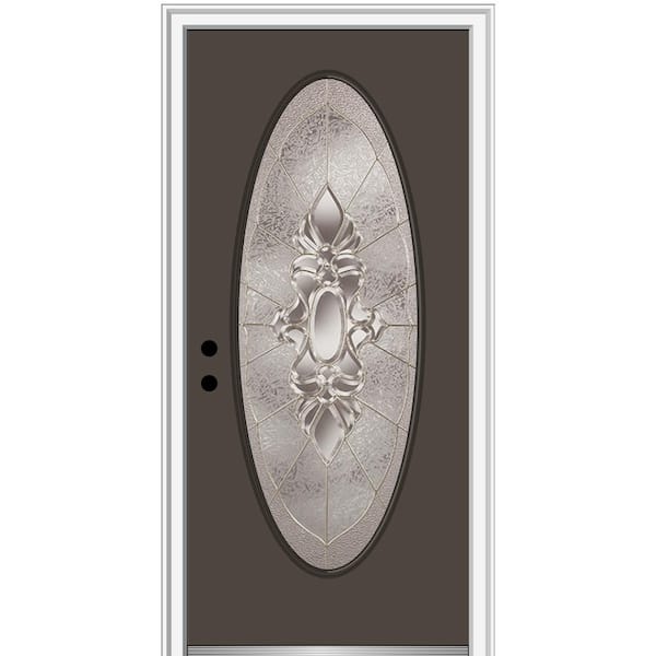 MMI Door 32 in. x 80 in. Heirlooms Right-Hand Inswing Oval Lite Decorative Painted Steel Prehung Front Door on 4-9/16 in. Frame