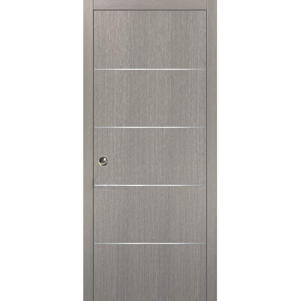 Assemble Required Planum 0020 42 in. x 84 in. Flush Grey Oak Finished WoodSliding Door with Single Pocket Hardware price history on PriceWatchPro