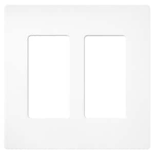 Claro 2 Gang Wall Plate for Decorator/Rocker Switches, Satin, Brilliant White (SC-2-BW) (1-Pack)