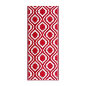 Venice Red White 2 ft. 3 in. x 6 ft. Reversible Recycled Plastic Indoor/Outdoor Area Rug