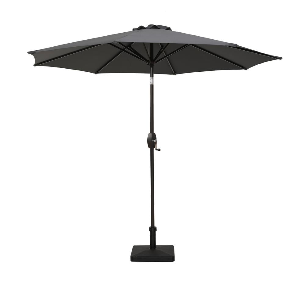 9 ft. Outdoor Market Patio Umbrella Table with 8 Sturdy Ribs Umbrella in Gr
