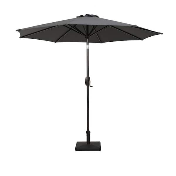 Unbranded 9 ft. Outdoor Market Patio Umbrella Table with 8 Sturdy Ribs Umbrella in Gray