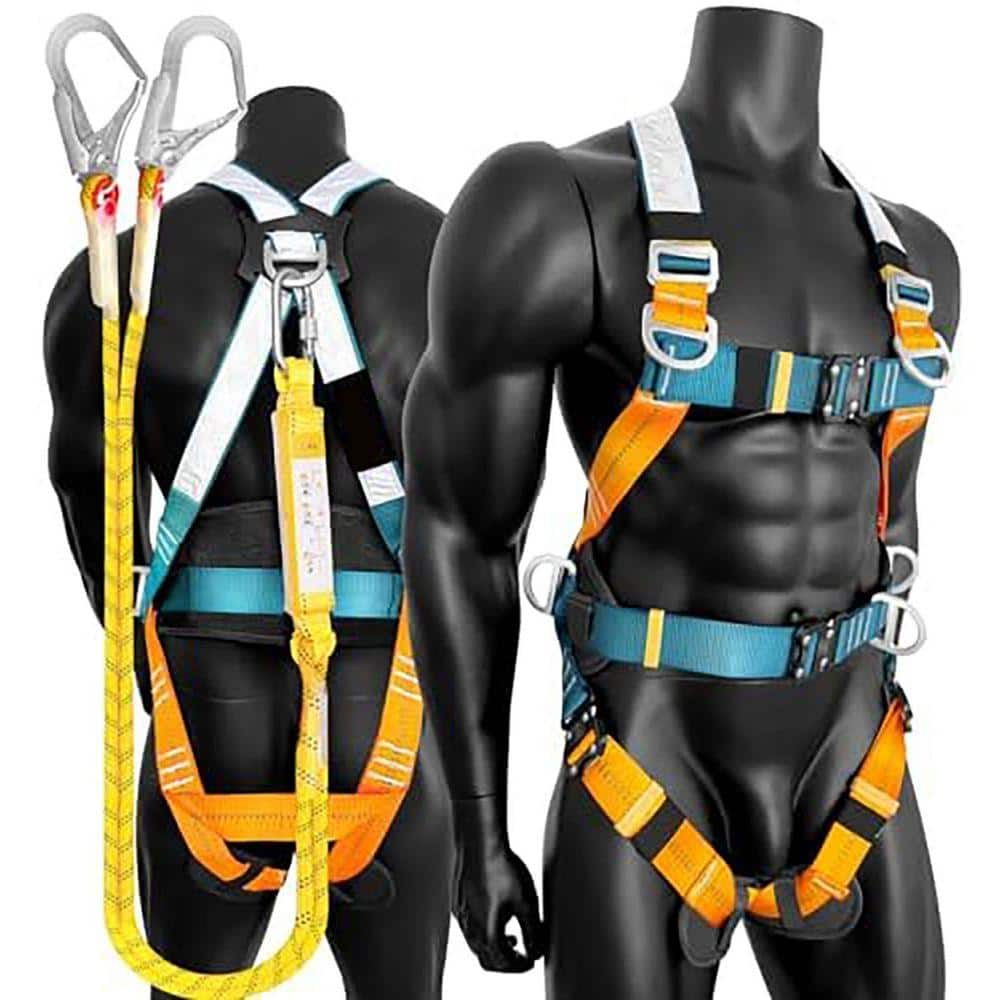 KIWDZFU Reflective Full Body Fall Protection Safety Harness 5 D