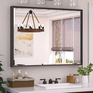 40 in. W x 30 in. H Rectangular Framed Beveled Edge Wall Bathroom Vanity Mirror in Oil Rubbed Bronze