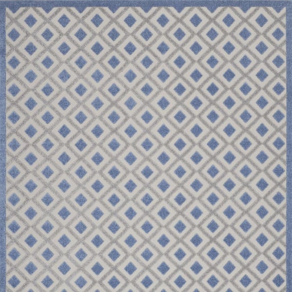 Blue, Gray 10 ft. x 13 ft. Woven Polypropylene Indoor/Outdoor Area Rug