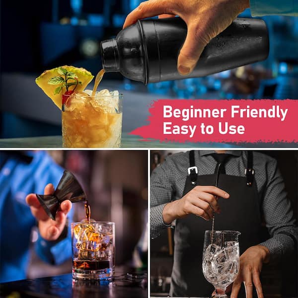 Adrinfly 3 in 1 25 oz. Black Stainless Steel 1-Piece Cocktail