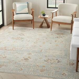 Traditional Home Light Blue 10 ft. x 14 ft. Distressed Traditional Area Rug
