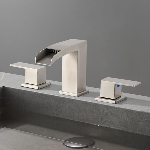 Zalerock Waterfall 8 in. Widespread Double Handle Low Arc Bathroom