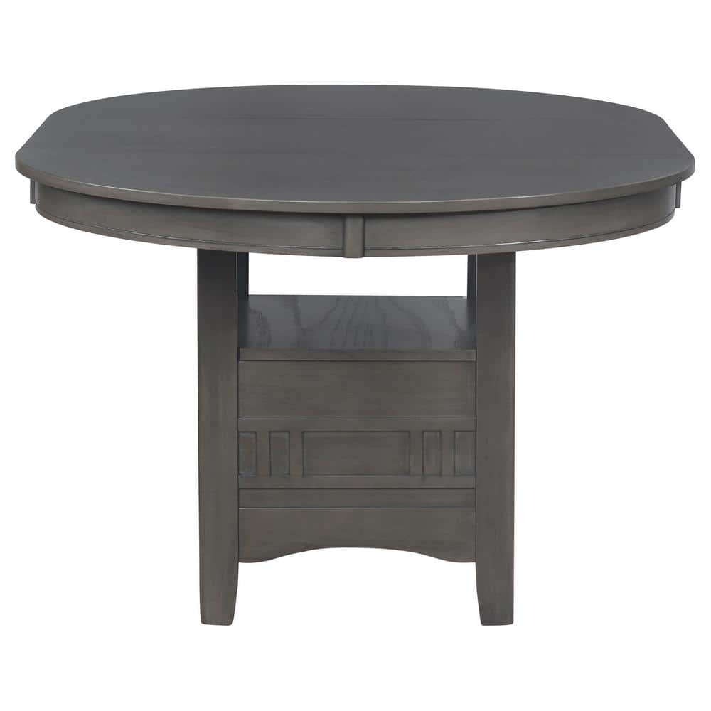 Lavon Medium Gray Oval Dining Set with Black Faux Leather Chairs