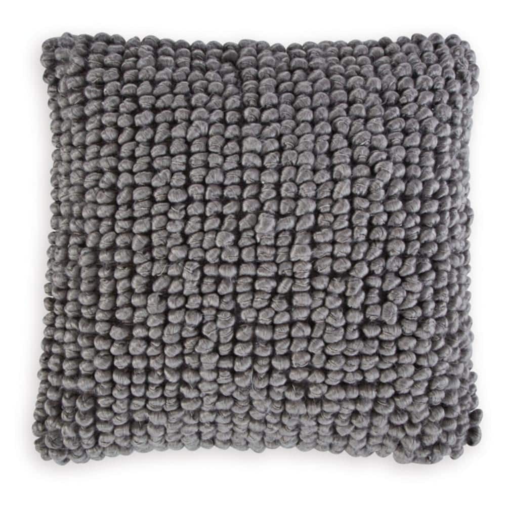 Gray Looped Wool Blend 19'' Square Throw Pillow