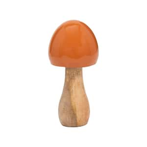 Orange 3 in. x 6 in. Wood Coned Mushroom Figurine