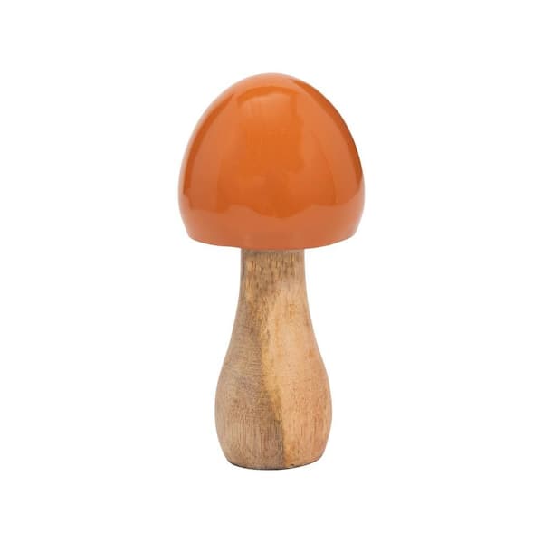 Liv & Skye Orange 3 in. x 6 in. Wood Coned Mushroom Figurine