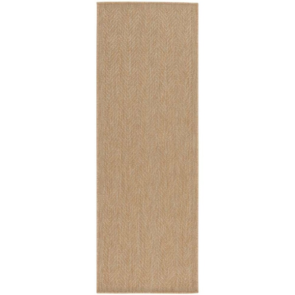 Chevron Beige 2 ft. x 6 ft. Indoor/Outdoor Runner Rug