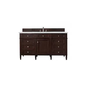Brittany 60.0 in. W x 23.5 in. D x 34 in. H Bathroom Vanity in Burnished Mahogany with Ethereal Noctis Quartz Top