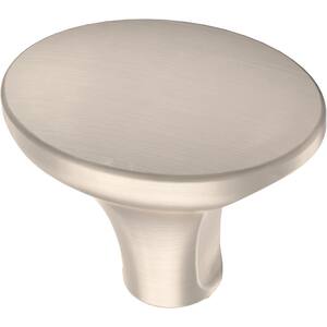 Simply Smooth 1-1/4 in. (32 mm) Satin Nickel Oval Cabinet Knob (10-Pack)