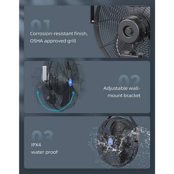14 in. 3 Speed Wall Mount Outdoor Waterproof Fan