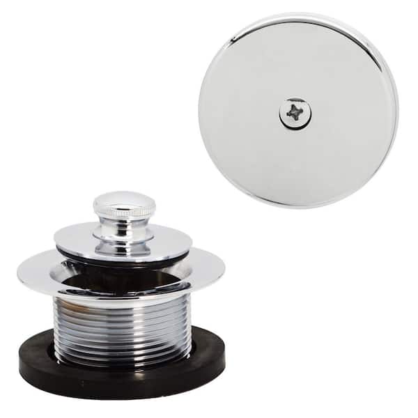 Westbrass 1-1/2 in. NPSM Coarse Thread Twist and Close Tub Trim Set with 1-Hole Overflow Faceplate in Polished Nickel