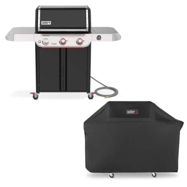 Genesis Smart EX-325W 3-Burner Natural Gas Grill in Black with Wi-Fi Enabled Digital Thermometer with Grill Cover