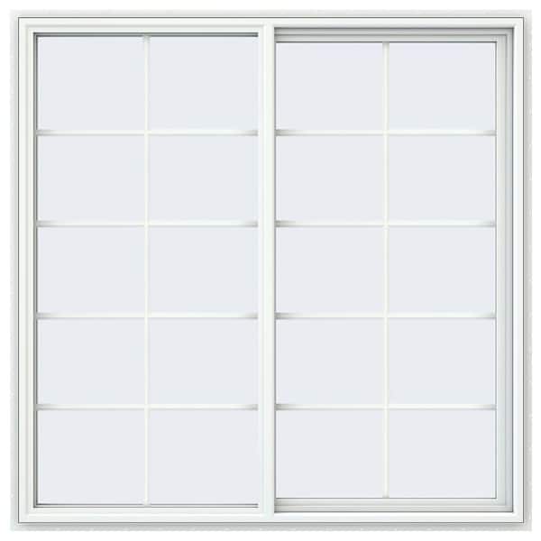 59.5 in. x 59.5 in. V-4500 Series White Vinyl Right-Handed Sliding Window with Colonial Grids/Grilles